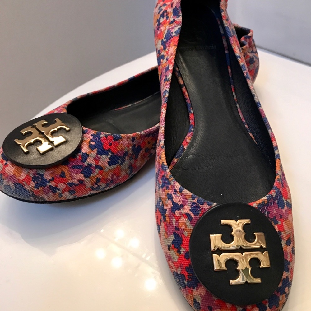Tory Burch Floral Canvas Reva Flat Size 11